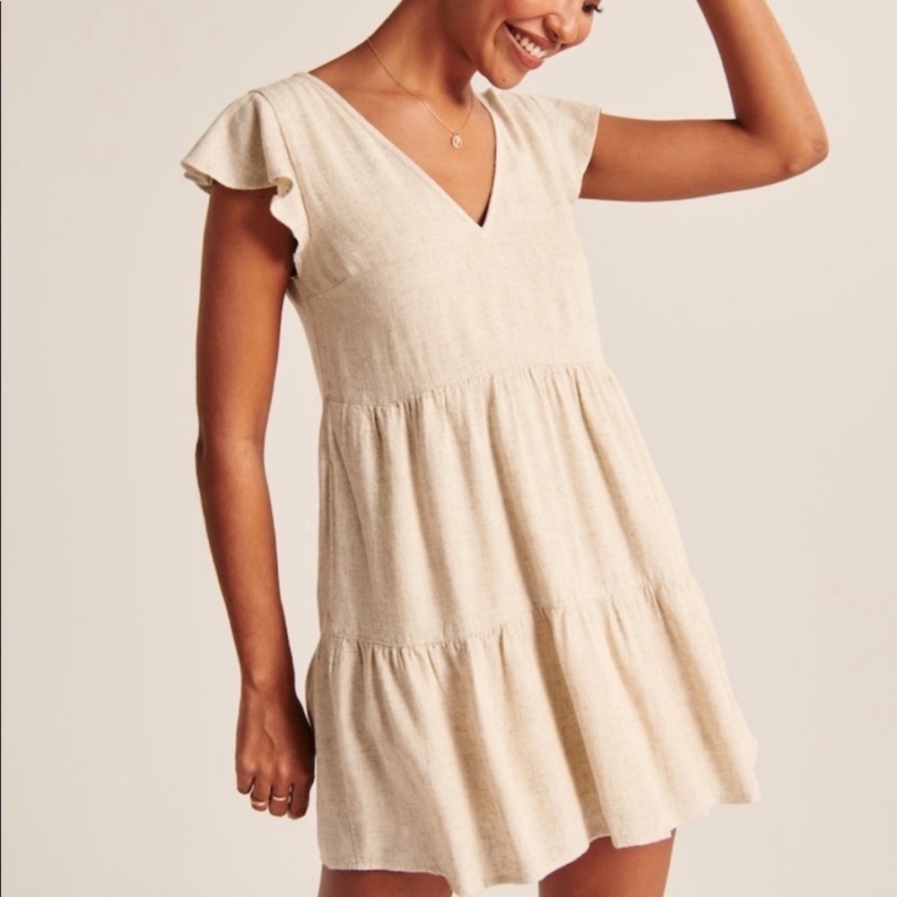 ABERCROMBIE & Fitch Ruffle Sleeve Trapeze Mini Dress Small Tall